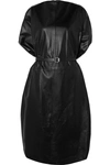 Mm6 Maison Margiela Oversized Belted Leather Dress In Black