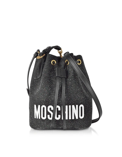 Moschino Black Leather Bucket Bag
