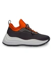 Prada Colour-blocked Sneakers In Black ,orange