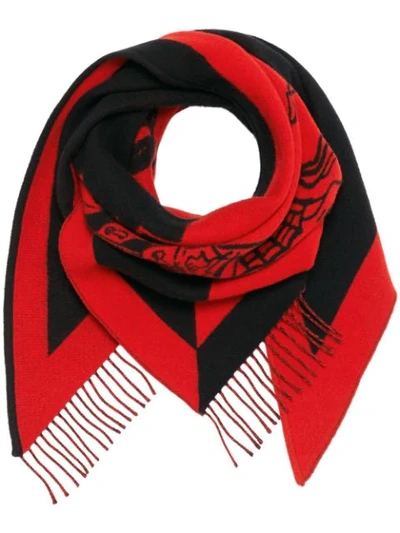 Burberry Crest Bandana Scarf In Orange