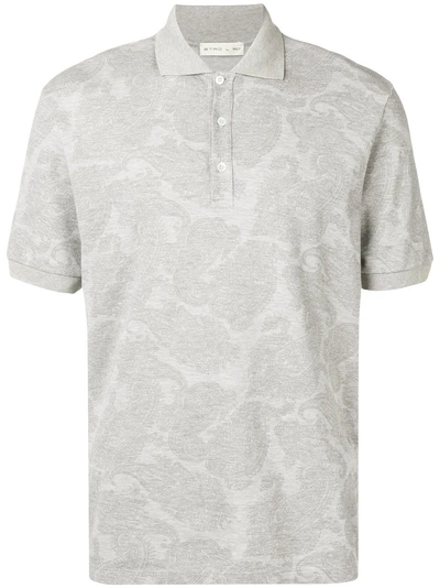Etro Paisley Print Polo Shirt In Grey