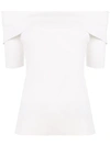 P.a.r.o.s.h Off Shoulder Ribbed Knit Top In White
