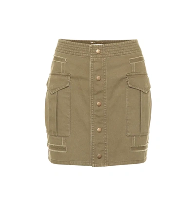 Saint Laurent Cotton And Ramie-blend Twill Mini Skirt In Military Green