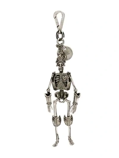 Alexander Mcqueen Skeleton Armour Keyring In Metallic