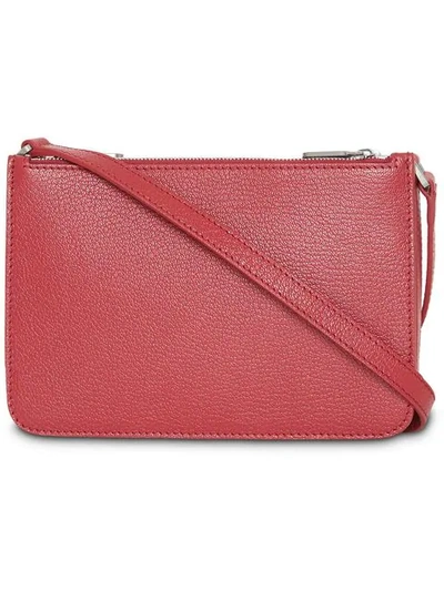 Burberry Triple Zip Grainy Leather Crossbody Bag In Red