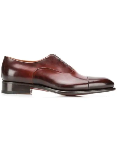 Santoni 5 Hole Oxford Shoes In Brown