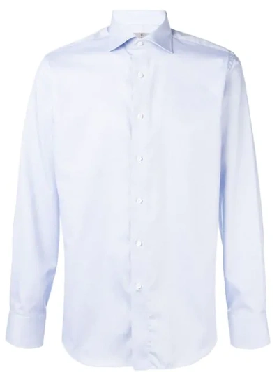 Canali Spread Collar Shirt In Blue