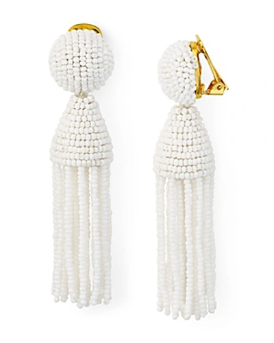 Oscar De La Renta Short Tassel Clip-on Earrings In Ivory