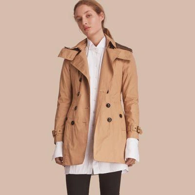 Burberry Hooded Trench Coat With Warmer In Light Camel | ModeSens