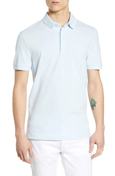 Lacoste Stretch Cotton Paris Regular Fit Polo Shirt In Light Blue