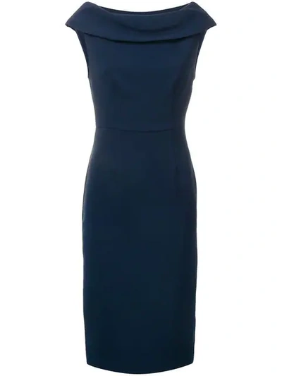 P.a.r.o.s.h Boat Neck Midi Dress In Blue