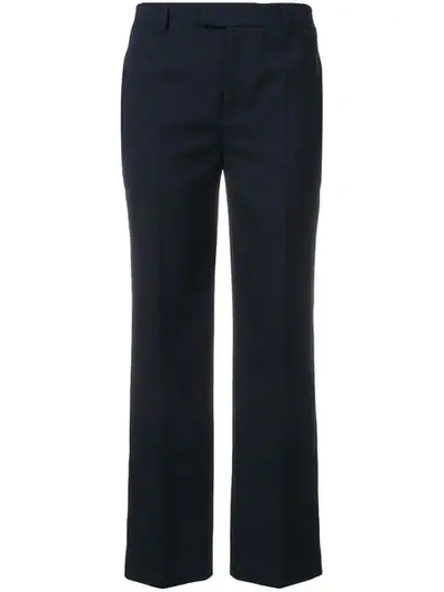 Red Valentino Cropped Pleated Trousers In Blue