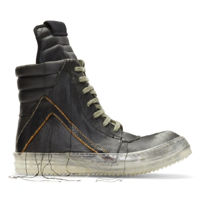 Rick Owens Distressed Hi-top Sneakers In Brown