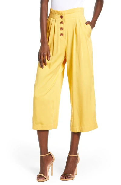 English Factory Pleated Crop Trousers In Yellow