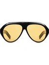 Gucci Navigator Sunglasses With Double G In Black