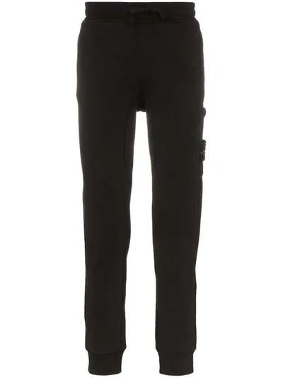 Stone Island Tapered Cotton Sweatpants In Black