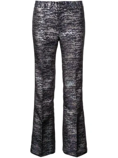 Cynthia Rowley Stella Brocade Flared Trousers In Blue