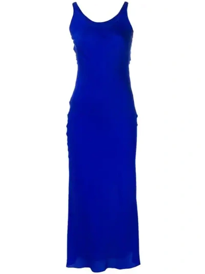 Maison Margiela Round Neck Midi Dress In Blue
