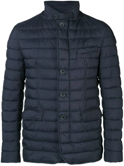 Herno Quilted High Neck Jacket In 9201 Blue