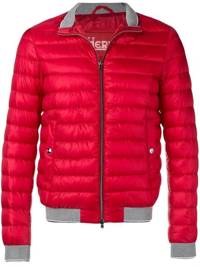 Herno Quilted High Neck Jacket In Red