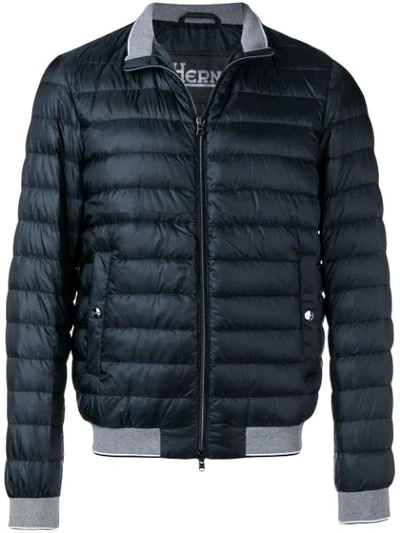 Herno Padded High Neck Jacket In Blue