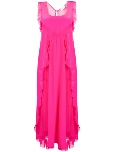 Red Valentino Shift Ruffle Dress In Pink | ModeSens