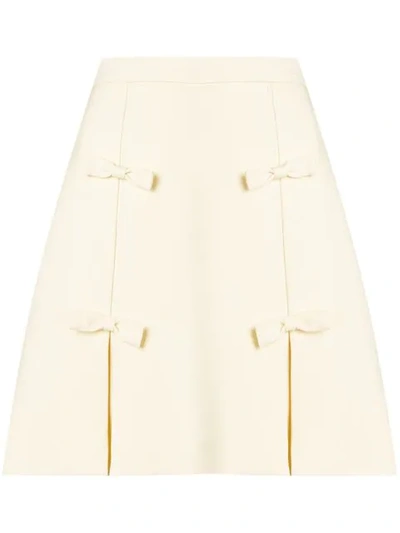 Miu Miu Bow Detailed Skirt In Neutrals
