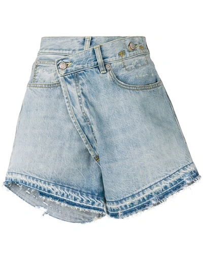 R13 Wrap Around Denim Shorts - Blue