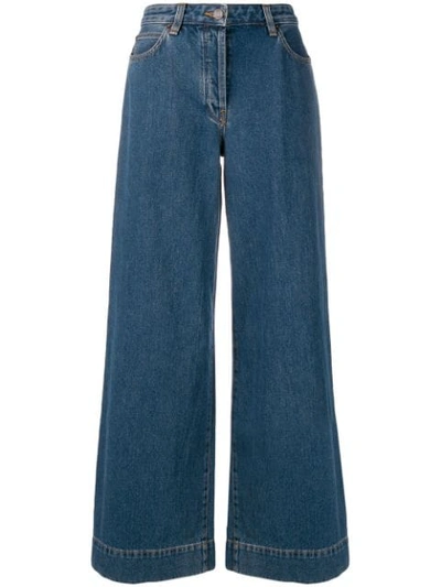 The Row High Waisted Wide Leg Jeans In Blue