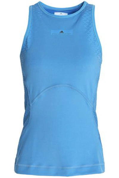 Adidas By Stella Mccartney Woman Paneled Mesh And Stretch-jersey Tank Light Blue