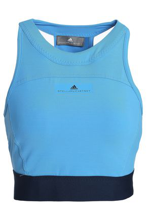 Adidas By Stella Mccartney Cropped Cutout Stretch Top In Light Blue ...