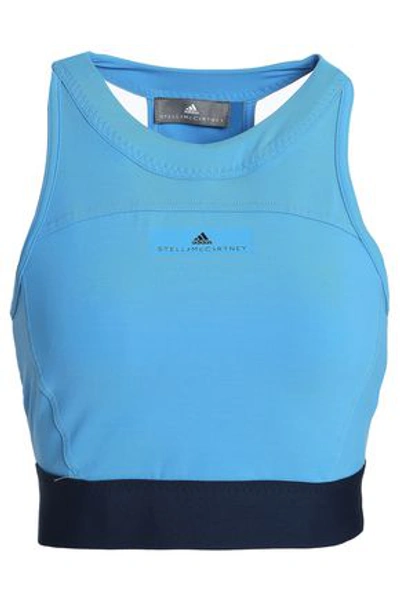 Adidas By Stella Mccartney Cropped Cutout Stretch Top In Light Blue