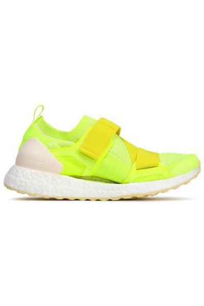 Adidas By Stella Mccartney Woman Neon Stretch-knit Sneakers Bright Yellow