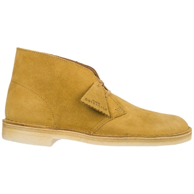 Clarks Men's Suede Desert Boots Lace Up Ankle Boots Desert In Yellow