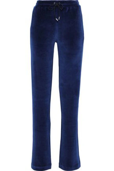 Versace Woman Cotton-blend Velvet Track Pants Indigo