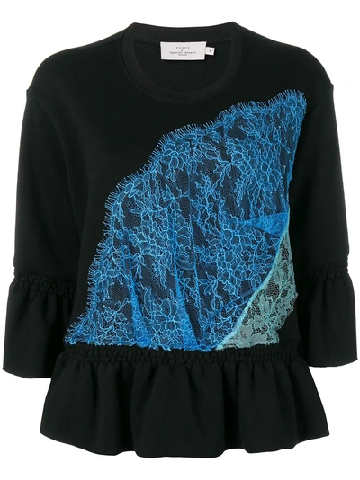 Preen By Thornton Bregazzi Lace Panel Sweatshirt - Blue/black In Blue/black