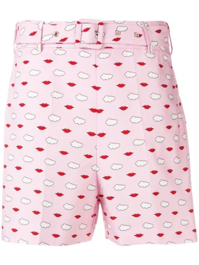 Vivetta Lip Print Shorts In Pink
