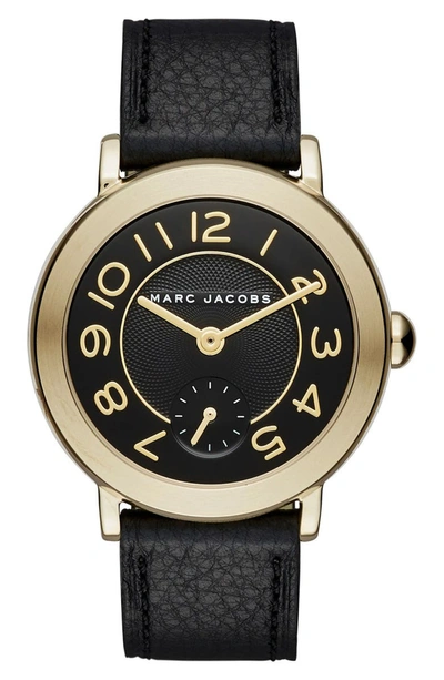 Marc Jacobs Riley Goldtone Stainless Steel & Leather Strap Watch In Black