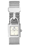 Tory Burch Surrey Padlock Multilink Bracelet Watch, Silvertone In Silver/ Ivory/ Silver