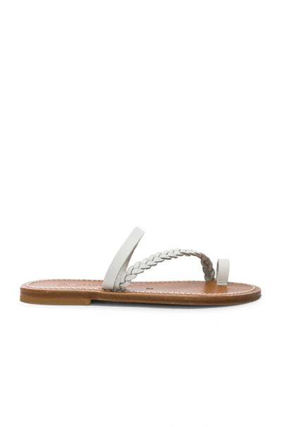 Kjacques Isaure Braided Leather Flat Sandals In Pul Blanc