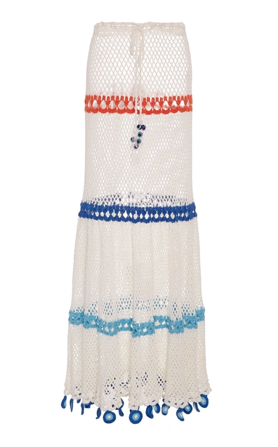 My Beachy Side Crocheted Cotton Maxi Skirt In Multi