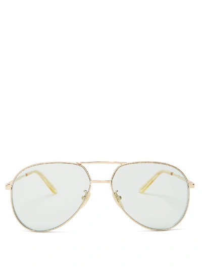 Gucci Aviator-style Metal Sunglasses In Green