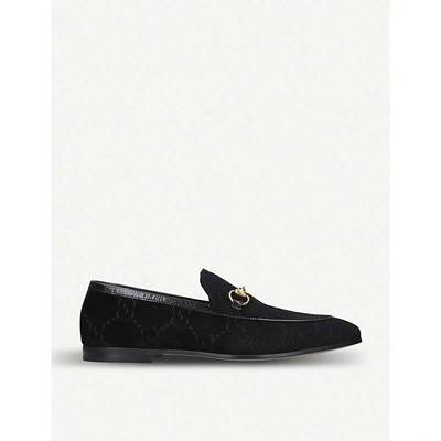 Gucci Jordaan Gg-jacquard Velvet Loafers In Black