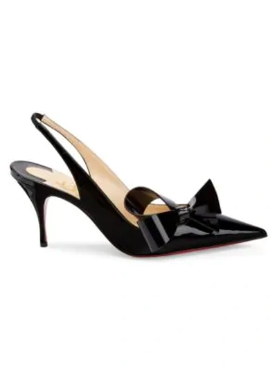 Christian Louboutin Clare Nodo Patent Leather Slingback Pumps In Black