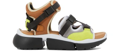 Chloé Sonnie Raised-sole Mesh And Suede Trainer Sandals In Green
