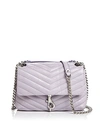 Rebecca Minkoff Edie Quilted Leather Crossbody In Light Orchid/silver