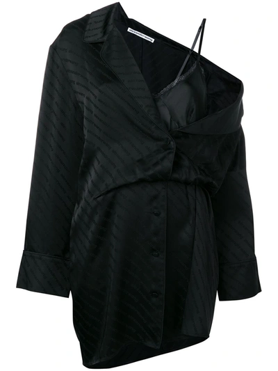 Alexander Wang Draped Silk Pajama Romper In Black