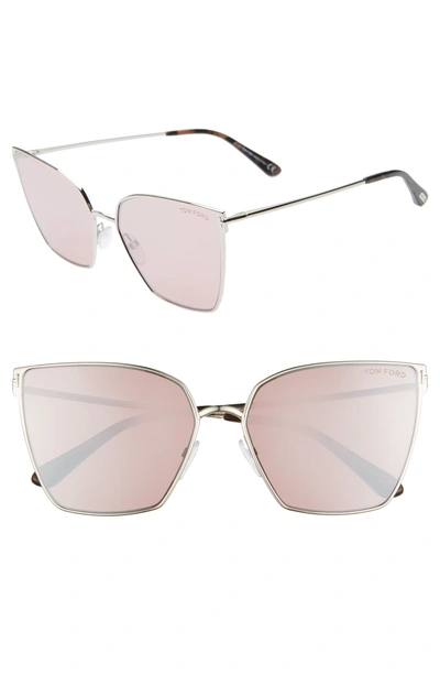 Tom Ford Helena 59mm Cat Eye Sunglasses In Palladium/ Havana/ Pink Silver