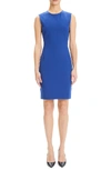 Theory Crewneck Sleeveless Fitted Double Stretch Dress In Navy Sapphire