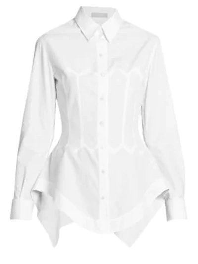 Alaïa Cotton Poplin Collared Shirt In White